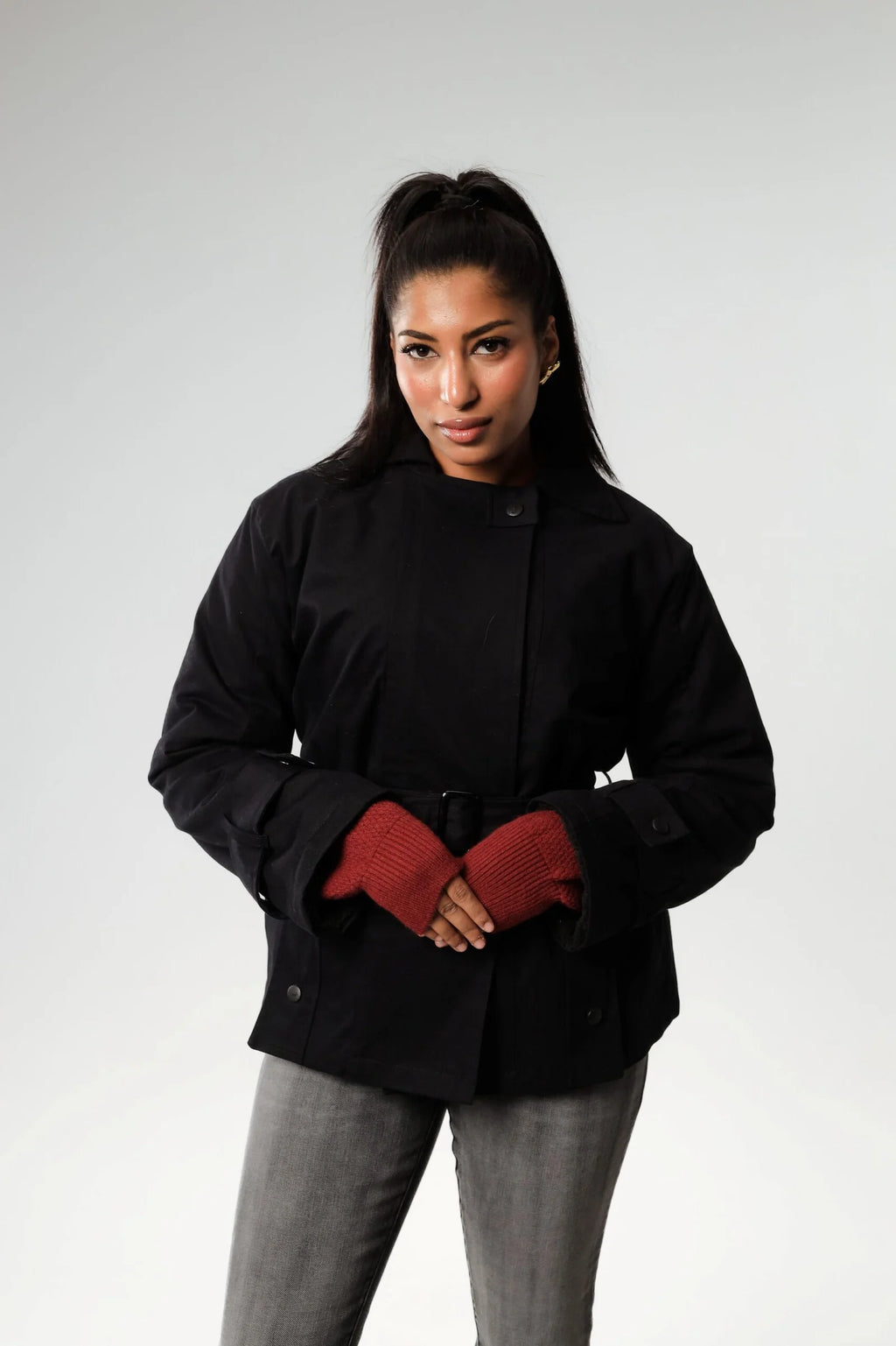 Bouclé Faux Trench-Jacket